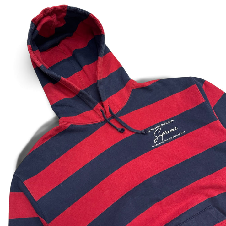 Supreme x Martine Rose Red & Navy Stripy Pullover Hoodie (M)