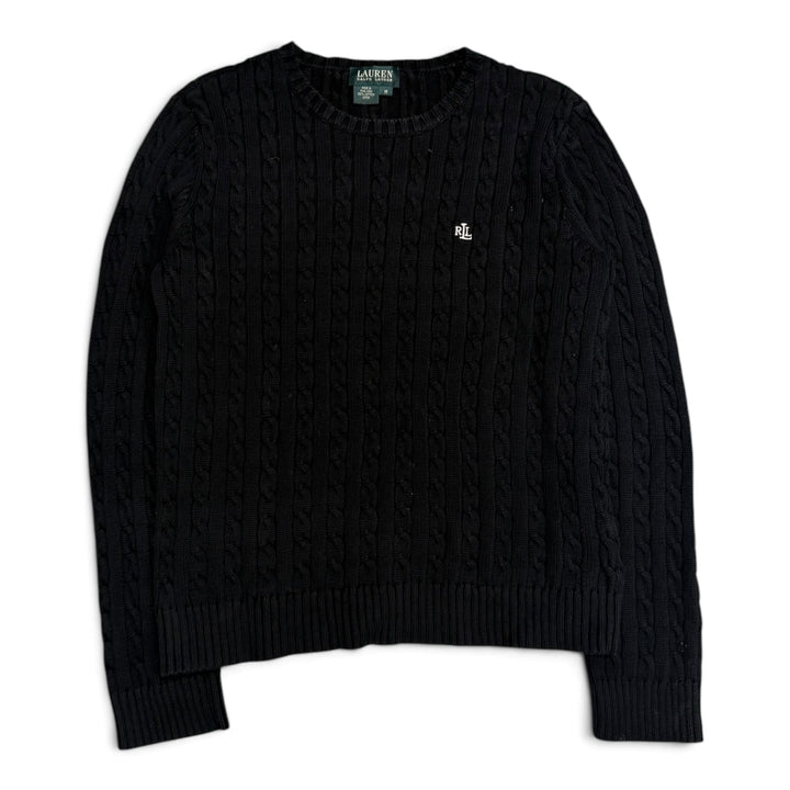 Vintage Polo Ralph Lauren Cable Knit Jumper Black (M)