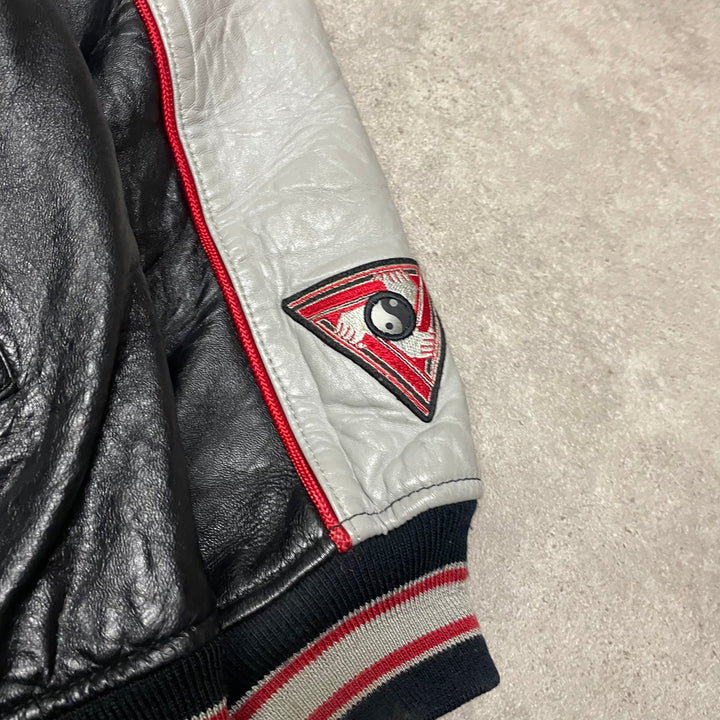 Vintage Avirex Varsity Black Leather Jacket (S)