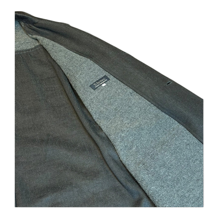 Vintage Yohji Yamamoto Dark Grey & Black Wool Trench Coat (XL)