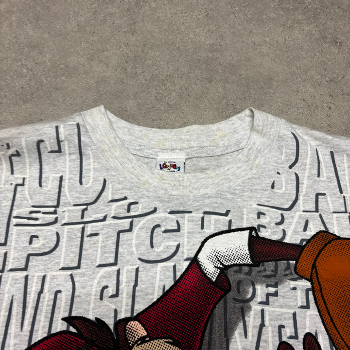 Vintage Looney Tunes Tazmanian Devil Grey Graphic T-Shirt (XL)