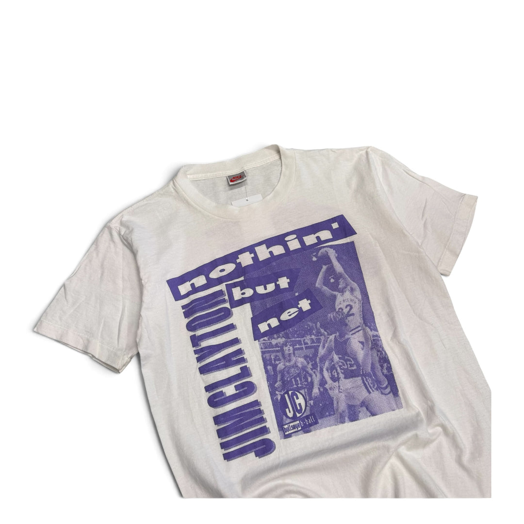 Vintage 80's Nike Single Stitch Jimclayton  T Shirt White (S)