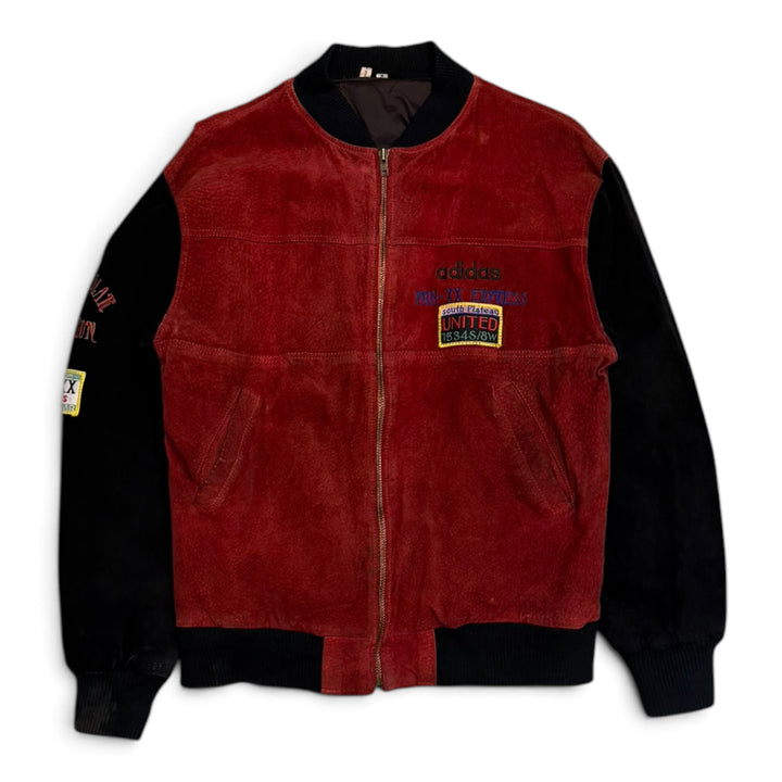 Vintage Rare Adidas Trans - Polar Leather Jacket Red and Black (M)