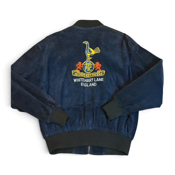 Vintage Player Tottenham Hotspur Navy Suede Leather Bomber Jacket (L)