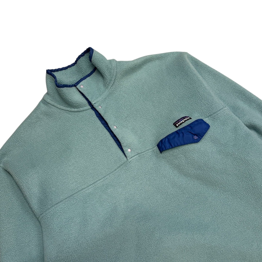 1994 Vintage Patagonia No Snow Logo Blue Snap-T Fleece (L)
