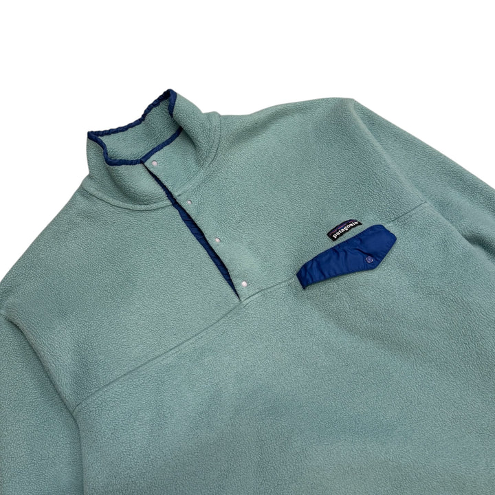 1994 Vintage Patagonia No Snow Logo Blue Snap-T Fleece (L)
