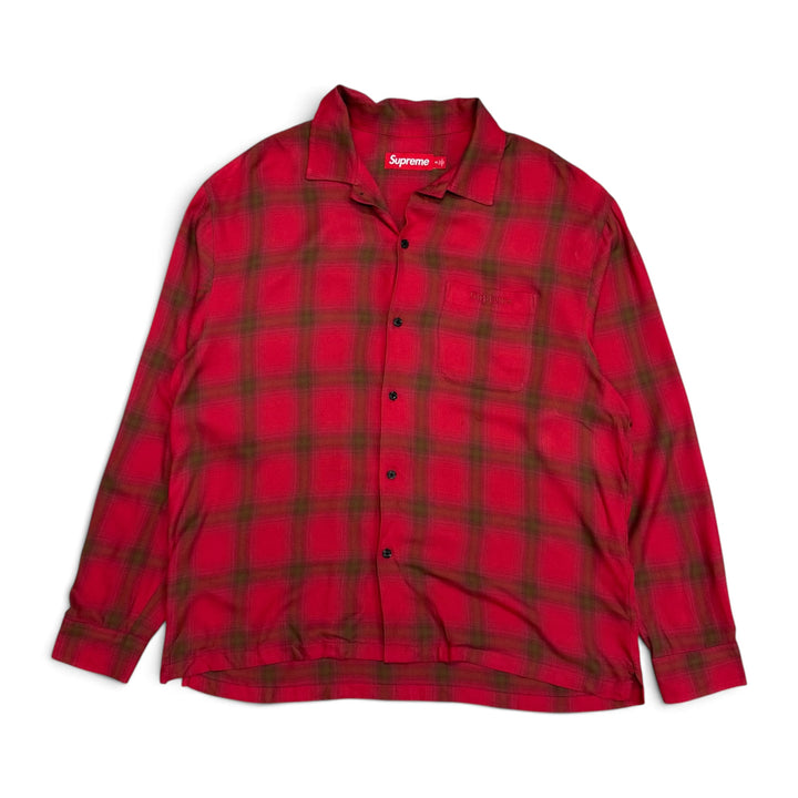 Supreme Shadow Plaid Rayon Magenta Shirt (M)