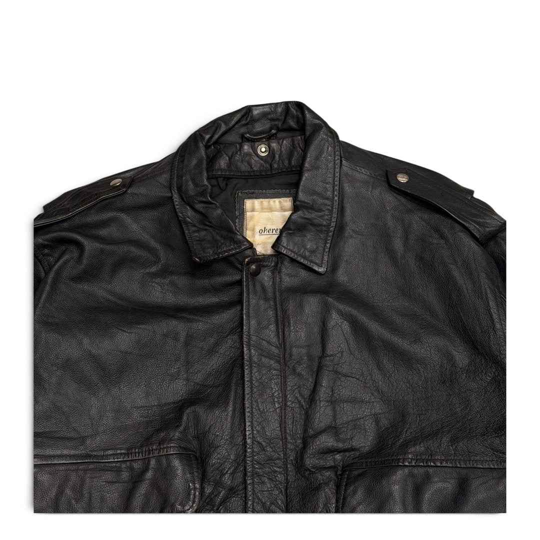 Vintage Pilot Style Leather Jacket Brown (XL)