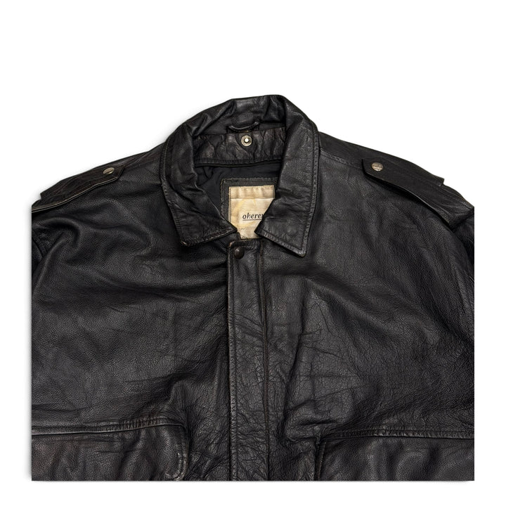 Vintage Pilot Style Leather Jacket Brown (XL)