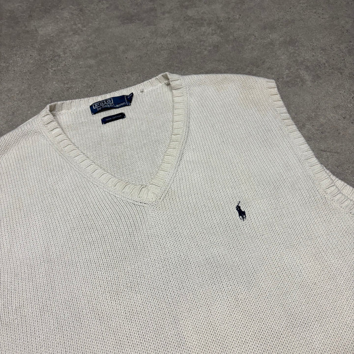 Vintage Polo Ralph Lauren Cream Knitted Sweater Vest (XXL)