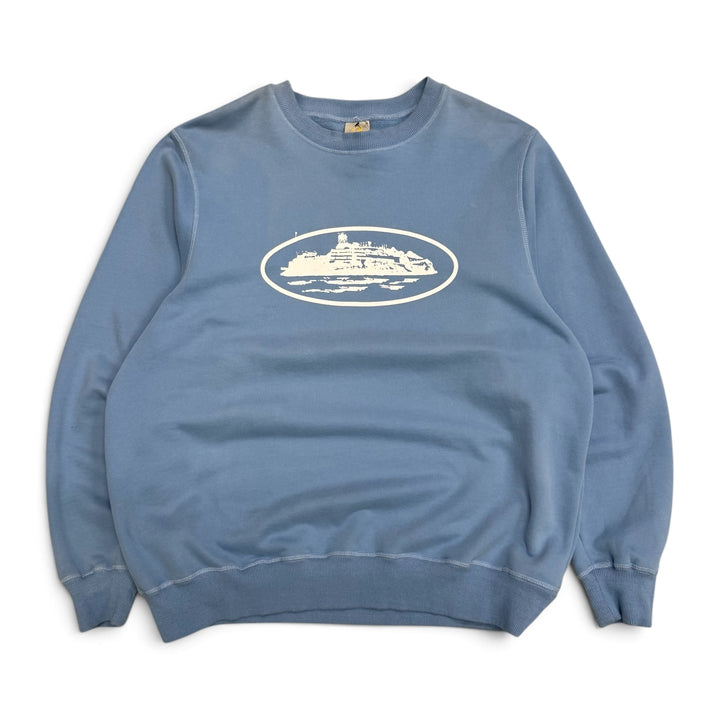 Corteiz Big Log Crew Neck Sweatshirt Blue (XL)