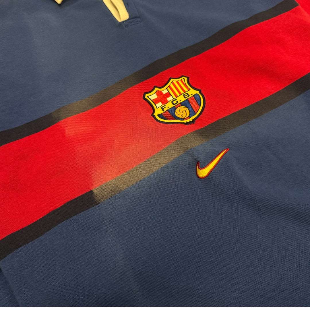 90's Vintage Nike Barcelona Blue & Red Rugby Polo Shirt (S)