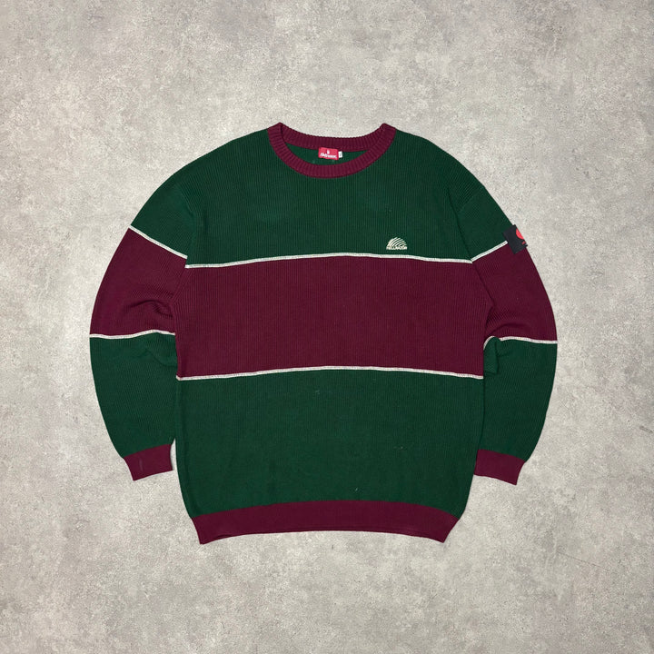 Helrazor Green & Purple Stripe Heavy Knitted Sweater (XXL)