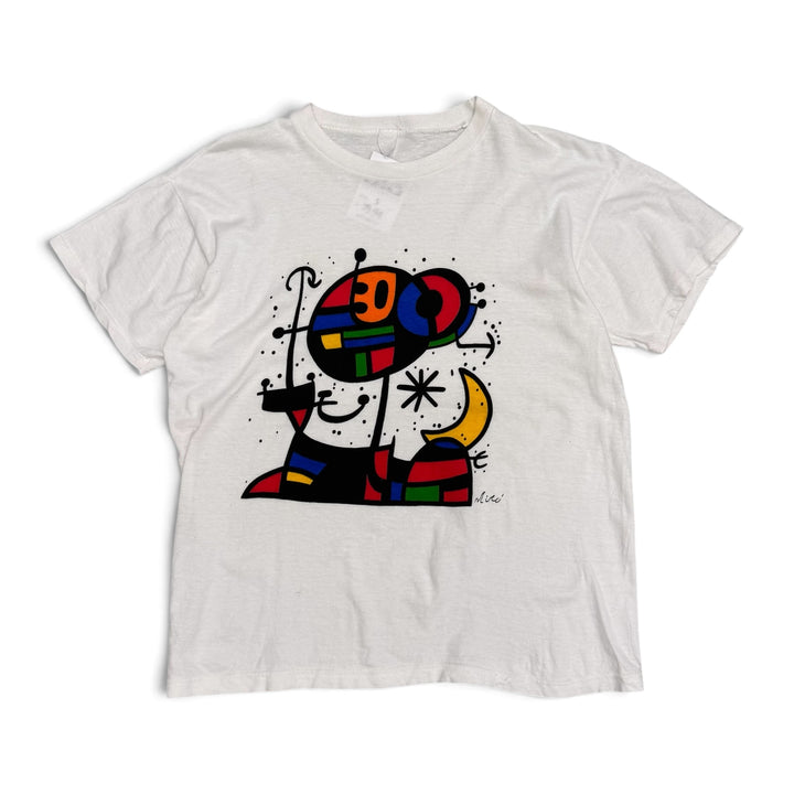 90's Vintage White Joan Miro White Graphic T-Shirt (S)