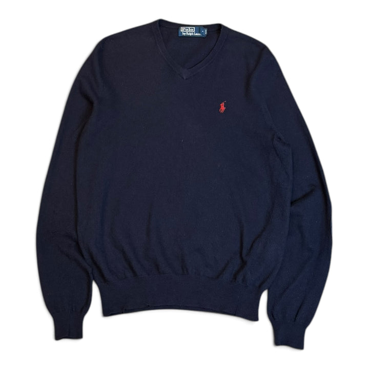 Vintage Polo Ralph Lauren navy knitted jumper (S)