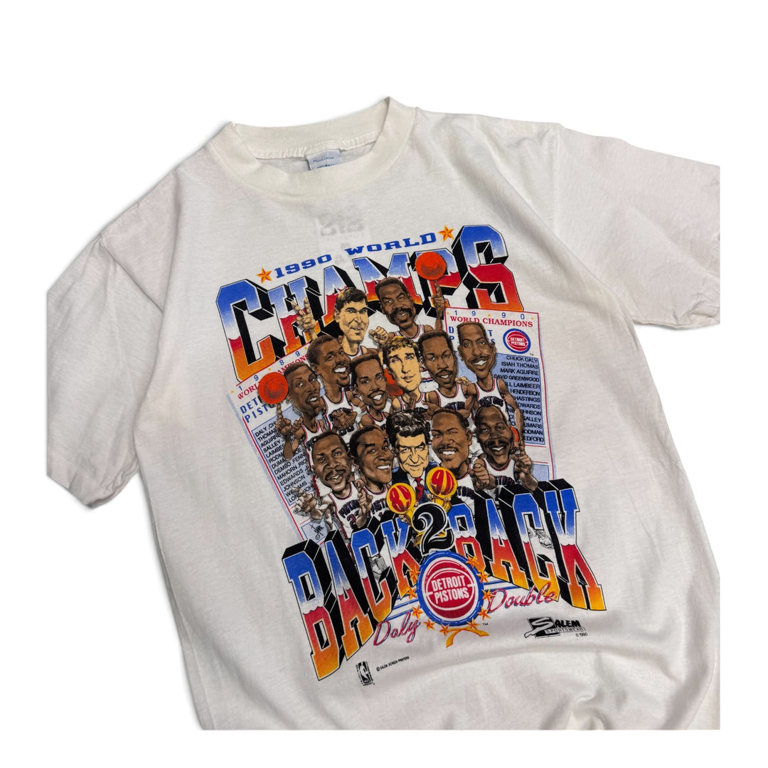 Vintage 90's NBA Detroit Pistons Graphic T shirt White (M)