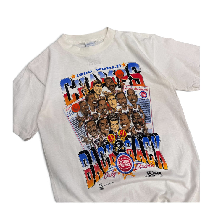 Vintage 90's NBA Detroit Pistons Graphic T shirt White (M)