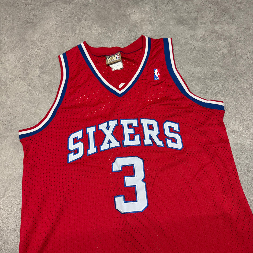 90's Vintage Hardwood Classics 76ers Iverson Red Basketball Jersey (L)
