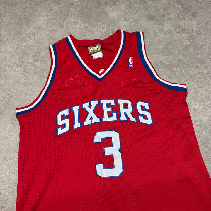 90's Vintage Hardwood Classics 76ers Iverson Red Basketball Jersey (L)