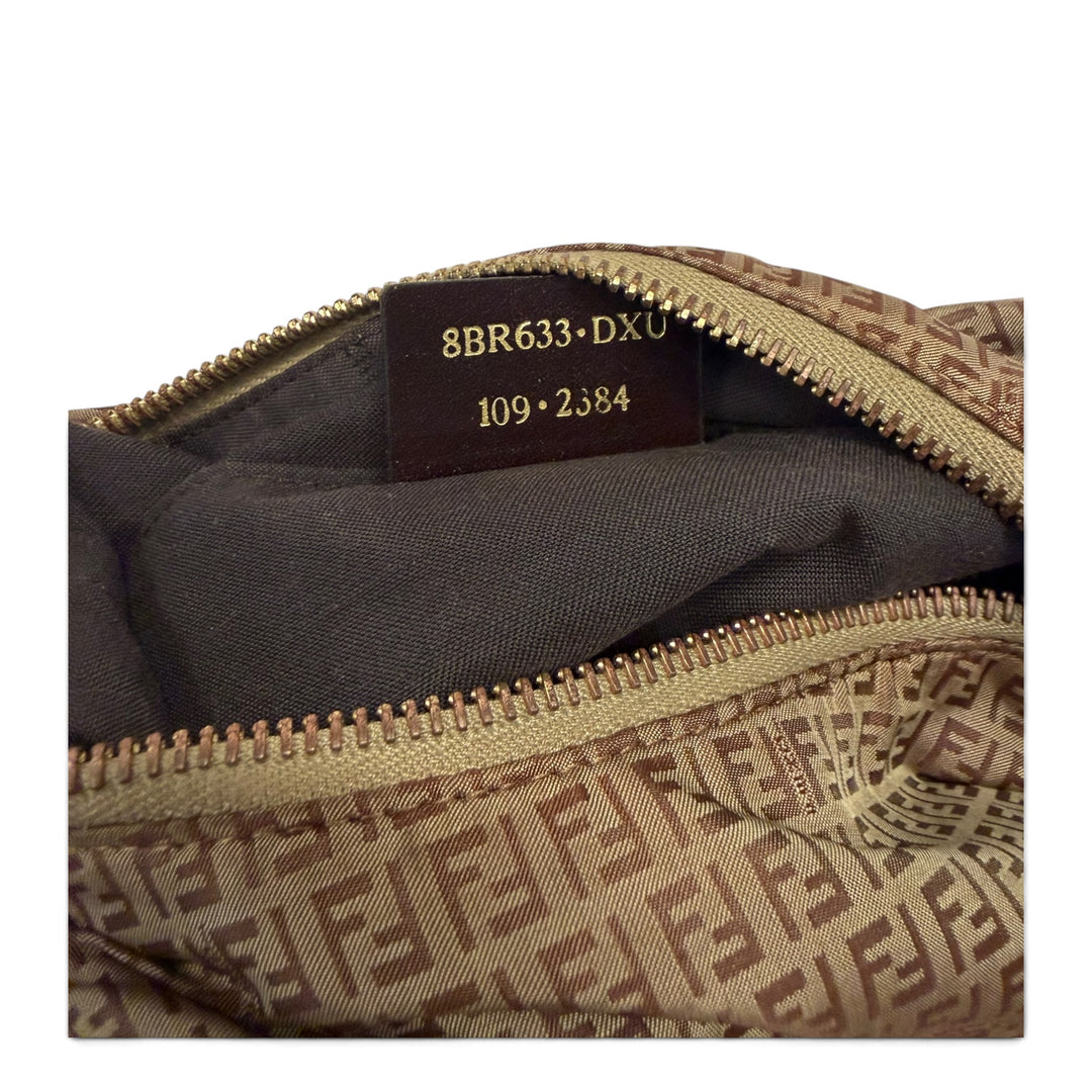 Fendi Zucca Pattern Canvas Shoulder Bag Beige