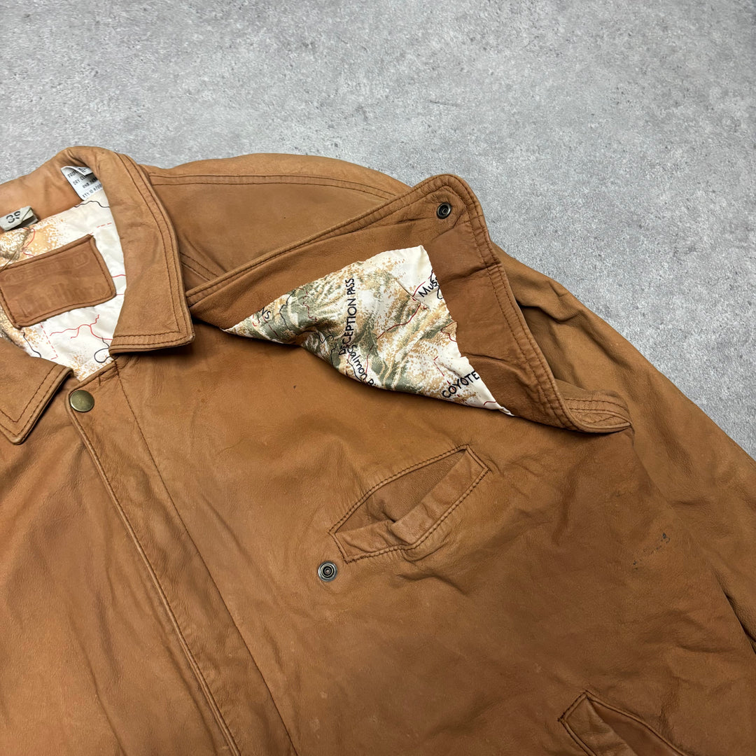 Vintage Marlboro Light Brown Soft Leather Flight Jacket (M)