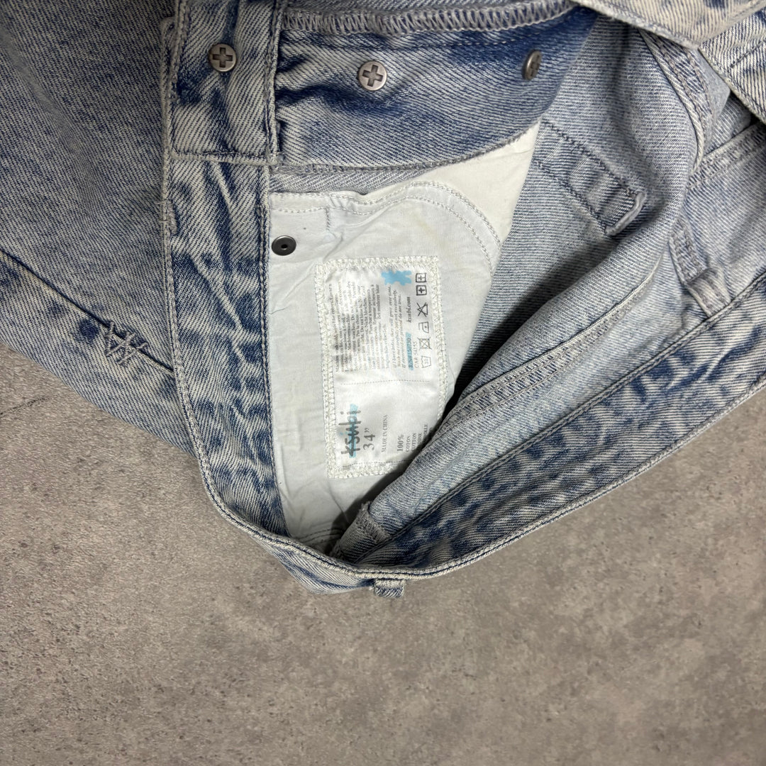 Ksubi Light Blue Denim Embroidered Jeans (36x32)