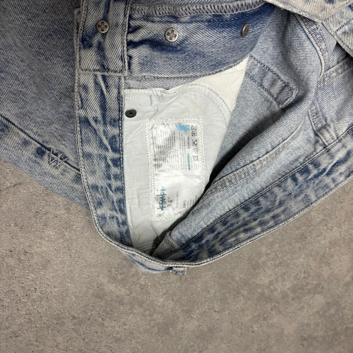 Ksubi Light Blue Denim Embroidered Jeans (36x32)