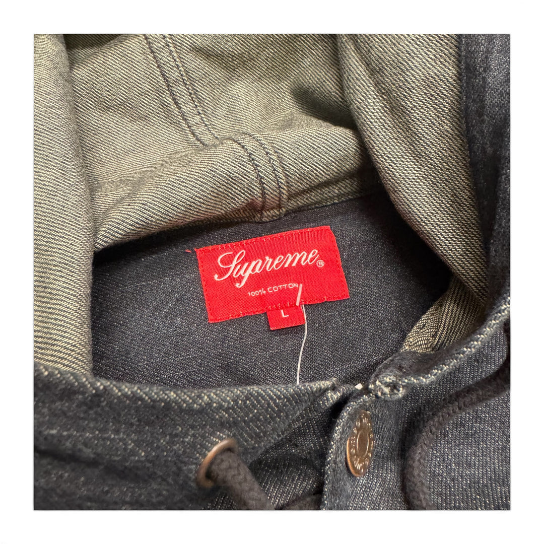 Supreme Navy Denim Hooded Jacket (L)