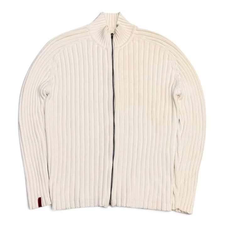 Vintage Schott Full Zip Up Knitted Jumper White (XL)