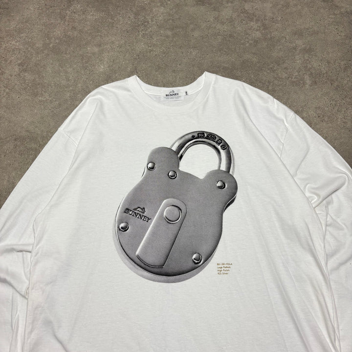 Bunney Sterling Silver Padlock White Long Sleeve Graphic T-Shirt (XL)