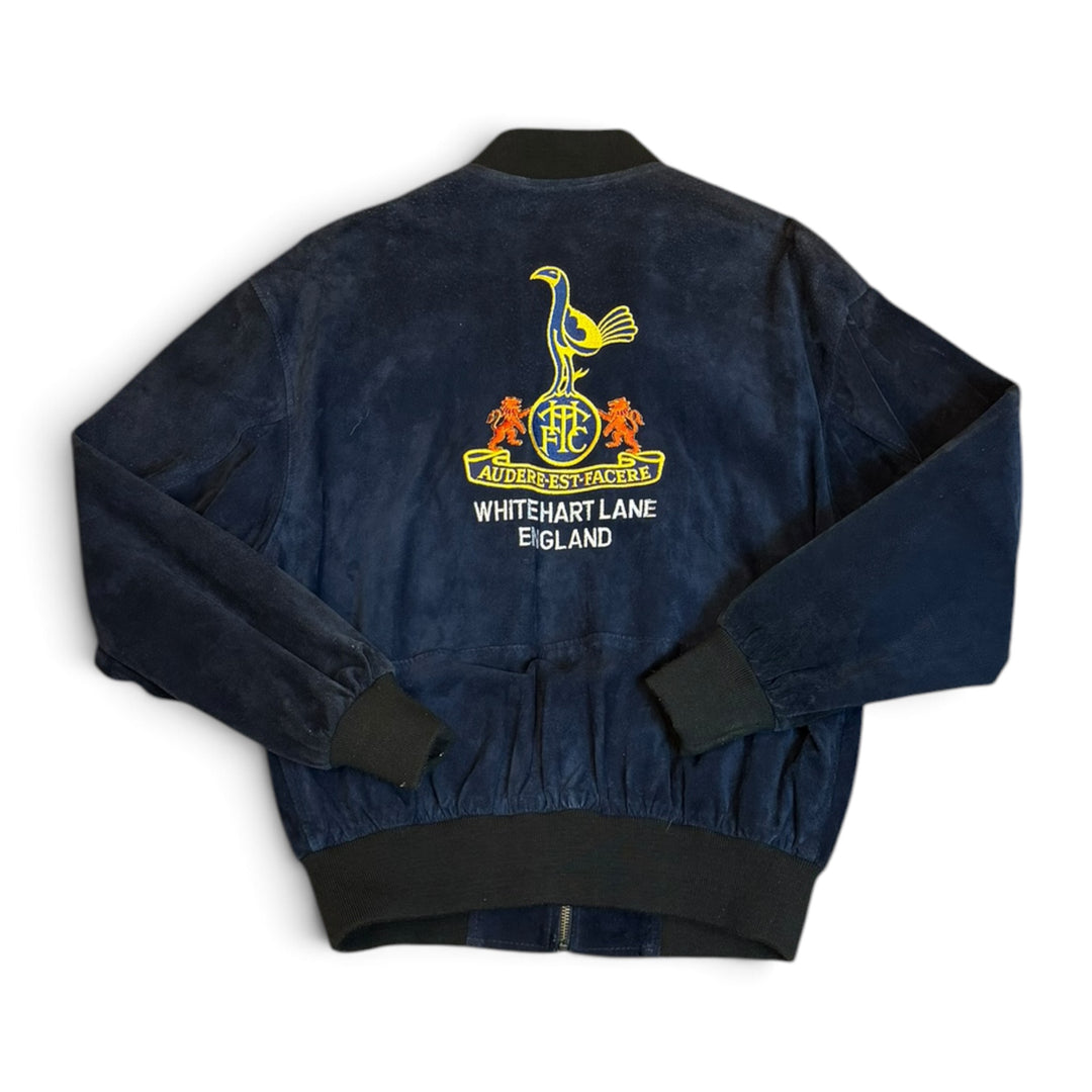 Vintage Player Tottenham Hotspur Navy Suede Leather Bomber Jacket (L)