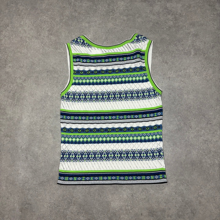 S/S 23 Kenzo Green Abstract Knitted Sweater Vest (S)