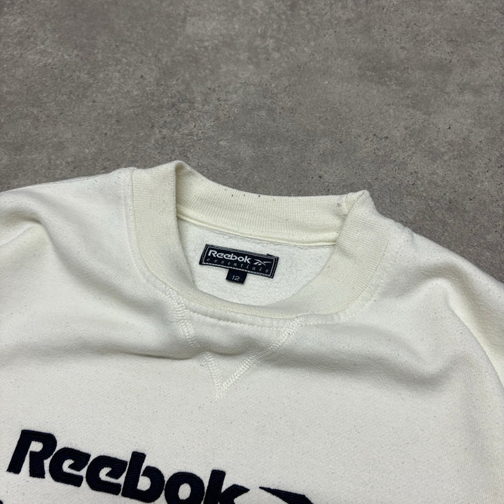 00's Vintage Reebok White Spell Out Sweatshirt (S)