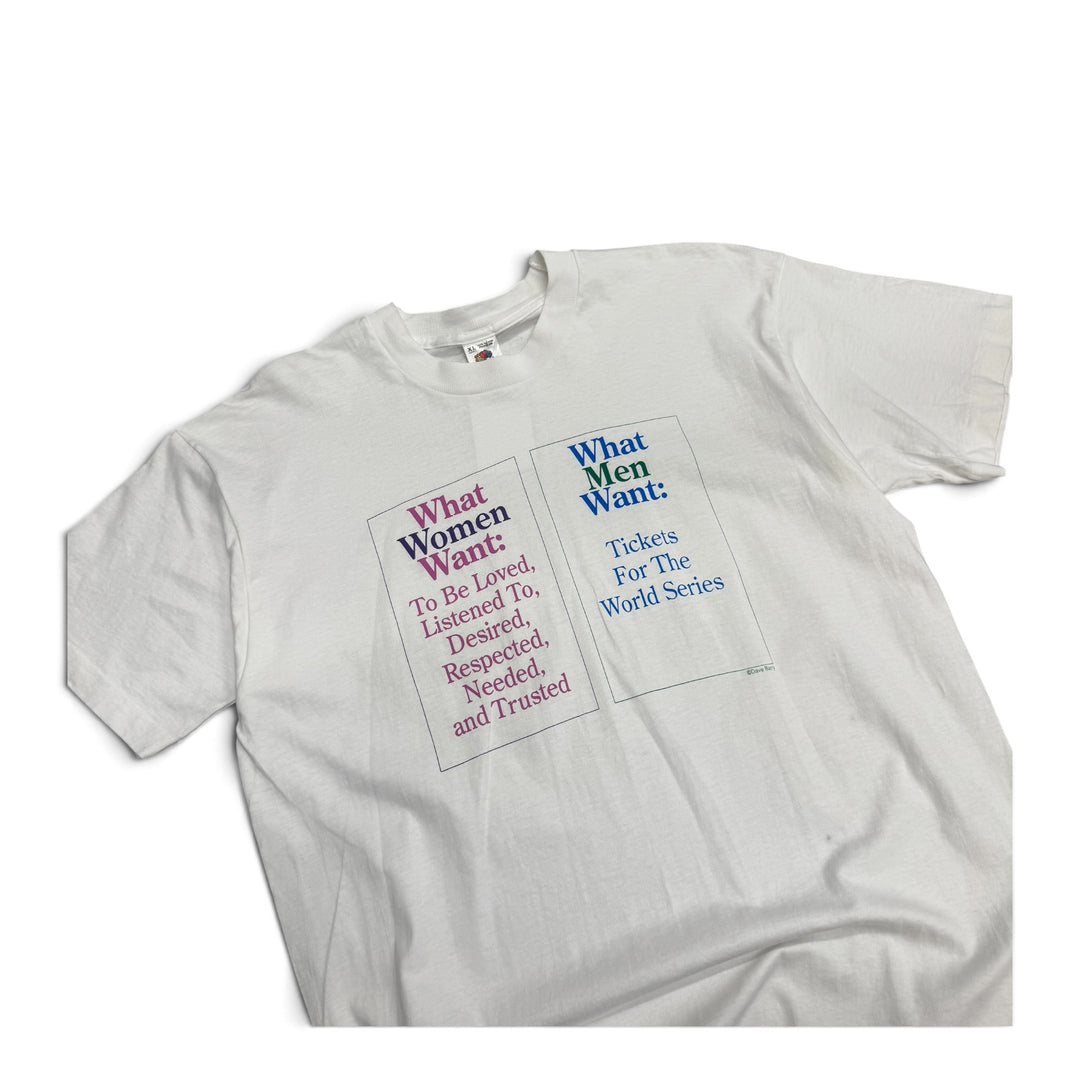 Vintage Single Stitch Women And Men Graphic T shirt White (XL)