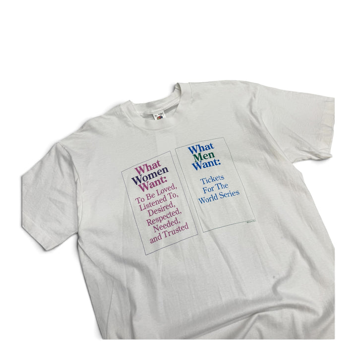 Vintage Single Stitch Women And Men Graphic T shirt White (XL)