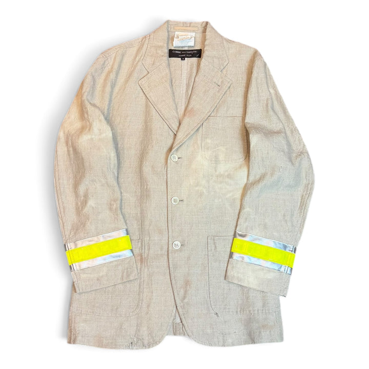 Rare 96 Runway Vintage Comme De Garcons Beige Linen High Vis Blazer Jacket (M)