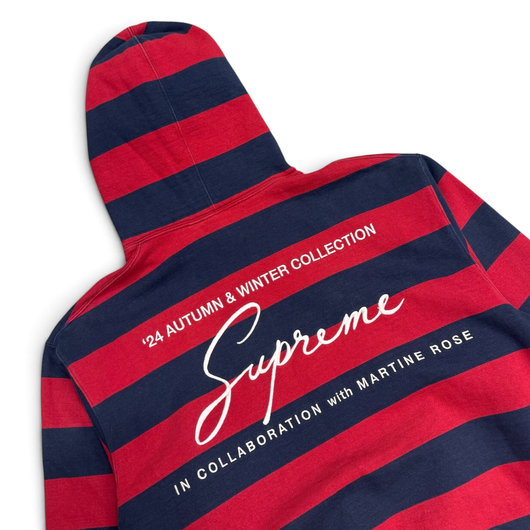 Supreme x Martine Rose Red & Navy Stripy Pullover Hoodie (M)