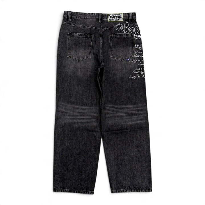 Always Do Dark Grey Graphic Denim Trousers (L)