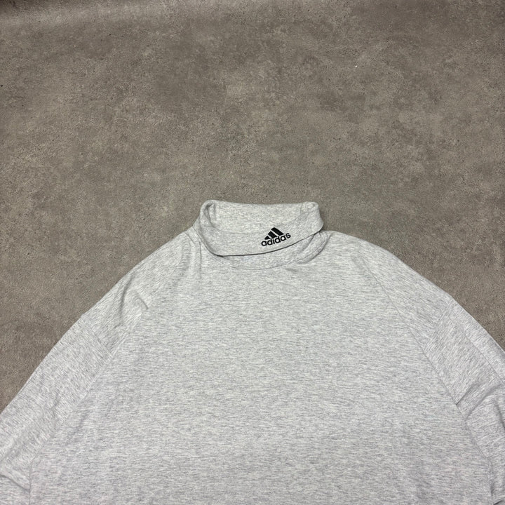 90's Vintage Adidas Grey Mock Neck Long Sleeve T-Shirt (L)