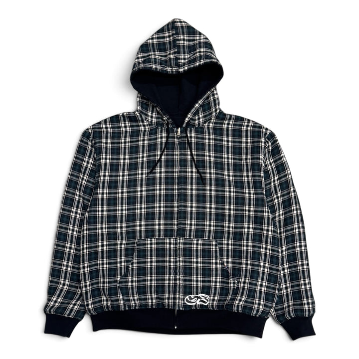 Yardsale Reversible Checkered Zip Up Hoodie  Blue&Black (L)