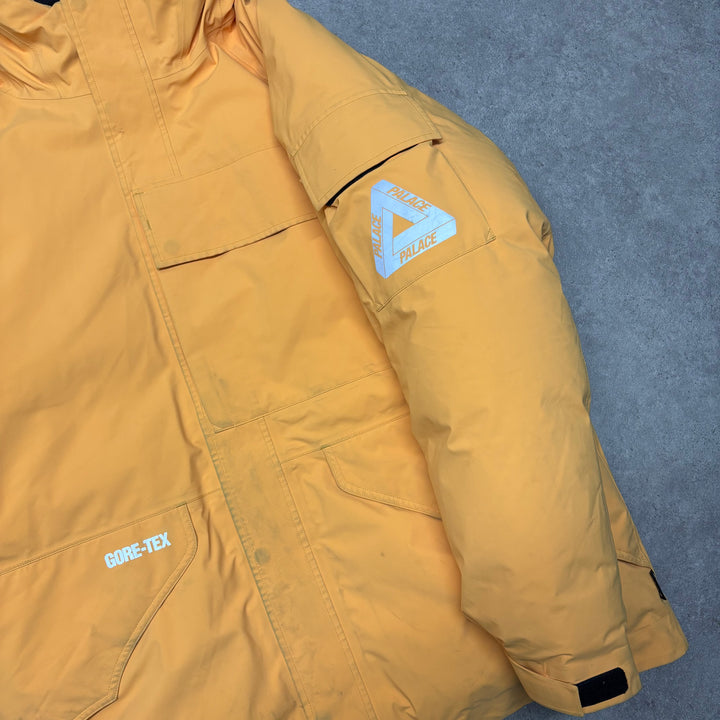 Palace x Rapha Gore-Tex Yellow Hooded puffer Jacket (XL)