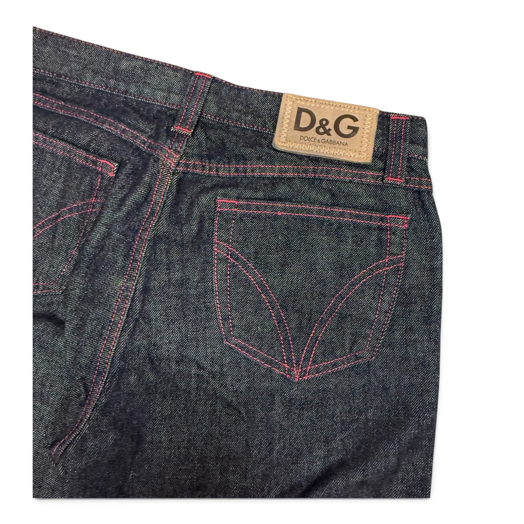 Dolce & Gabbana Straight Fit Stitch Detail Jeans Dark Blue (28)