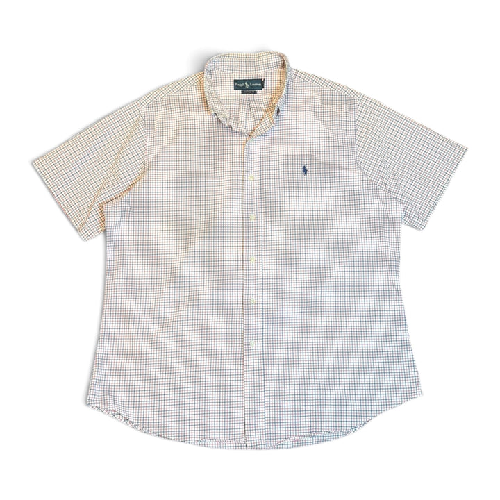 Vintage Polo Ralph Lauren Pink Checkered Short Sleeve Shirt (XL)