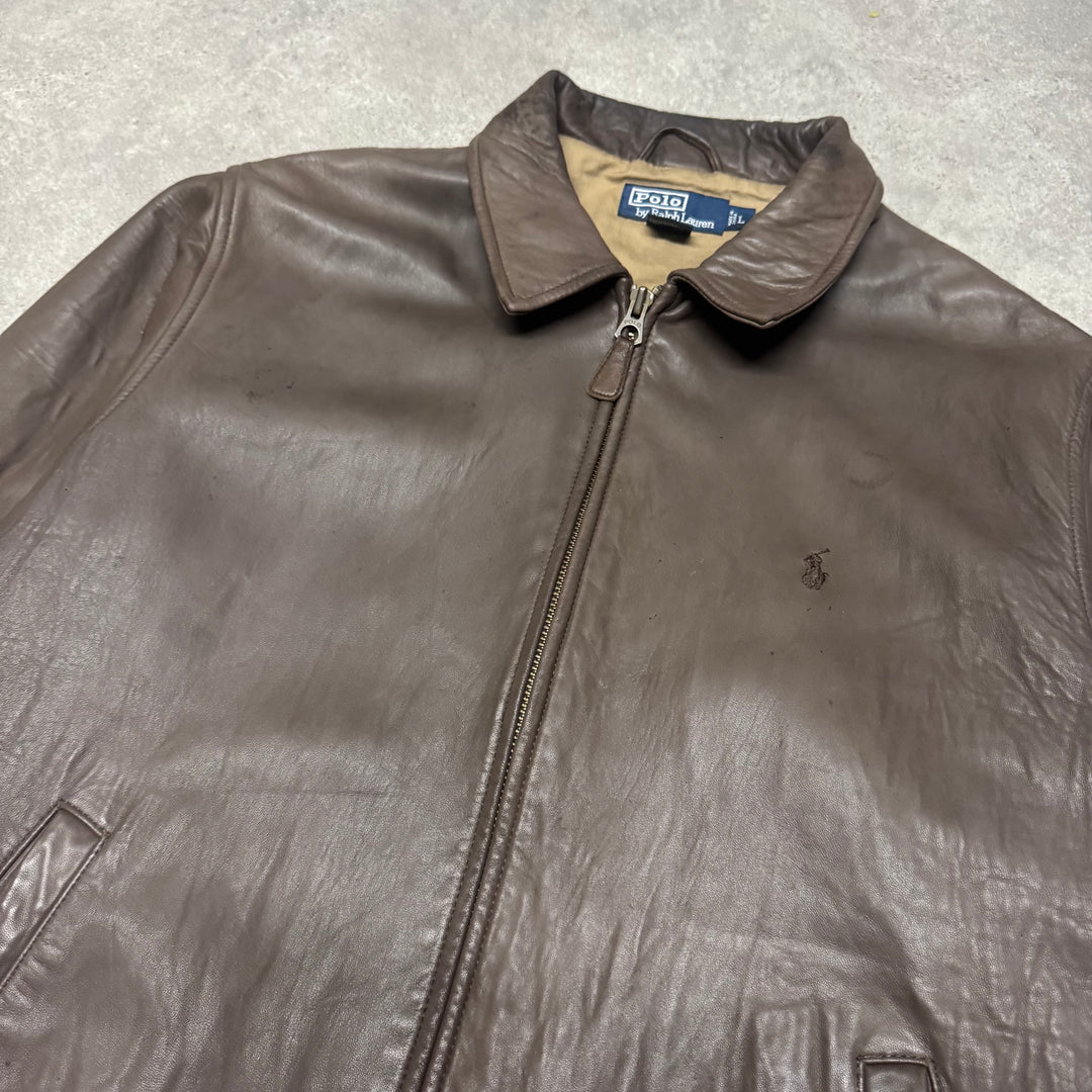 Vintage Polo Ralph Lauren Brown Leather Jacket (L)