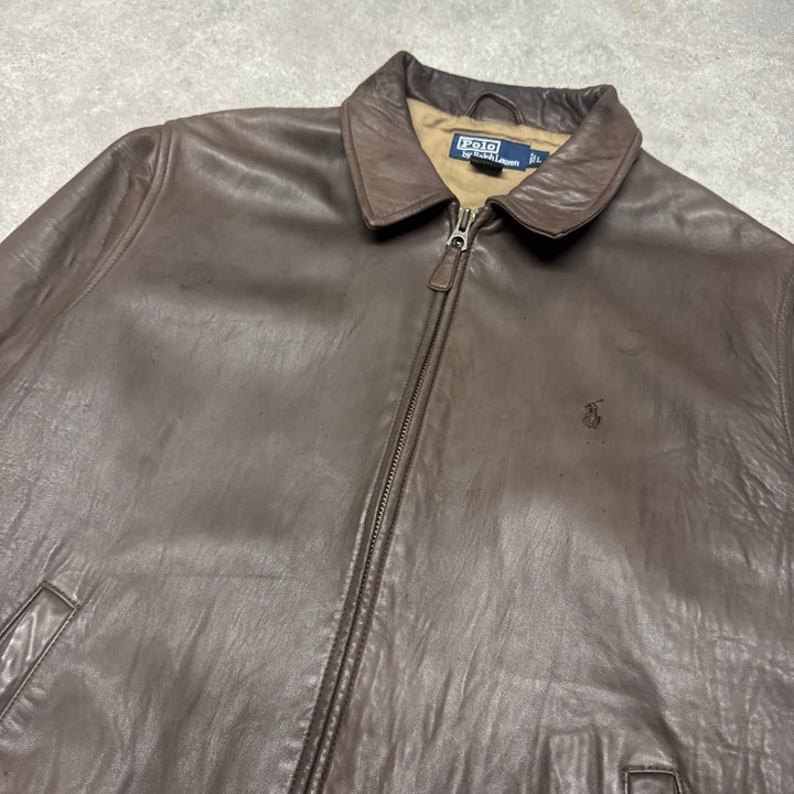 Vintage Polo Ralph Lauren Brown Leather Jacket (L)