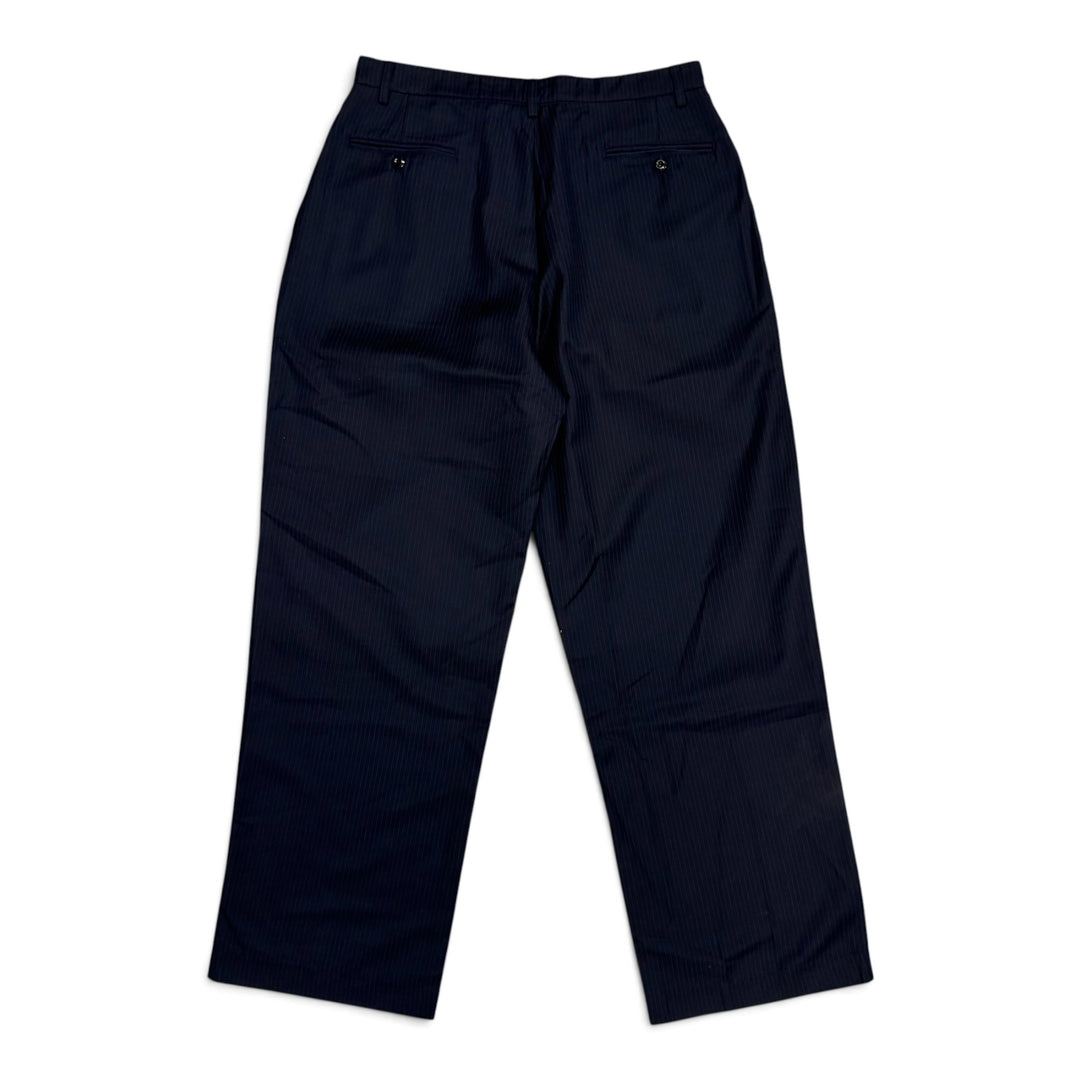 Always Do What You Should Do Baggy Black Pinstripe Suit Trousers (M)