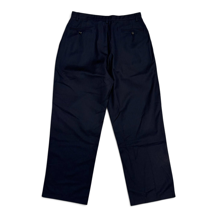 Always Do What You Should Do Baggy Black Pinstripe Suit Trousers (M)