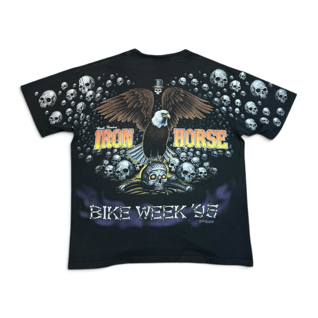 Rare Vintage Iron Horse Saloon 95 Black Biker T-Shirt (XL)