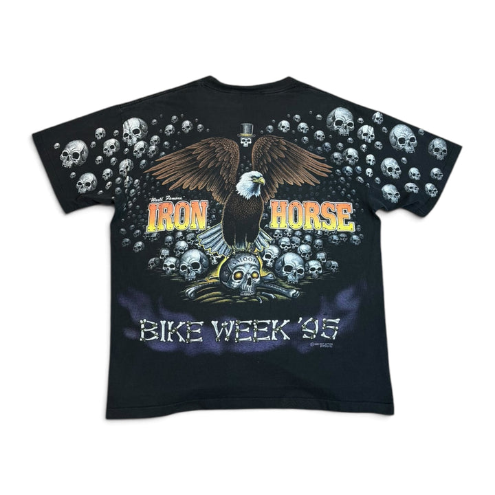Rare Vintage Iron Horse Saloon 95 Black Biker T-Shirt (XL)