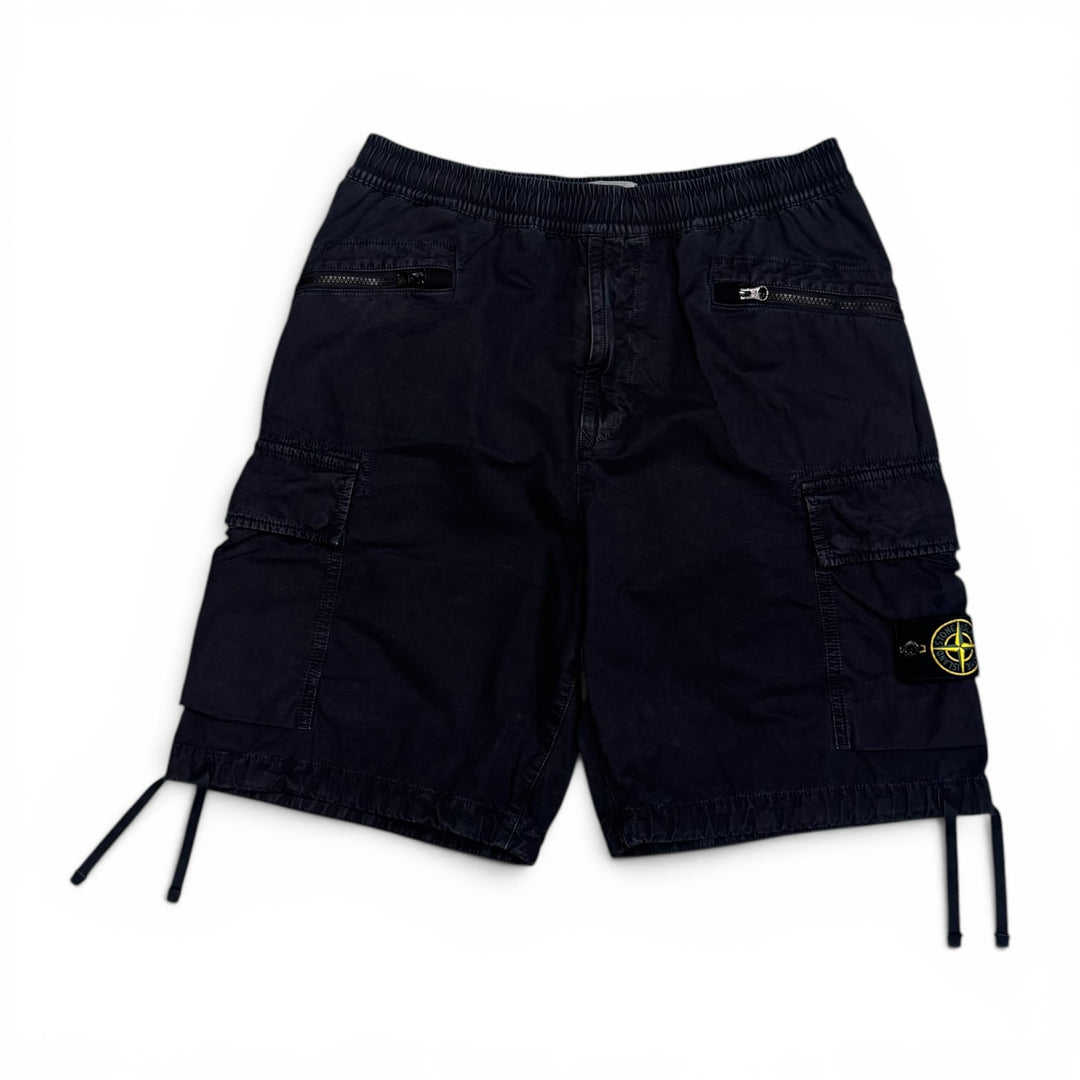 Stone Island Stretch Cotton Tela Paracadute Cargo Shorts Navy (33")